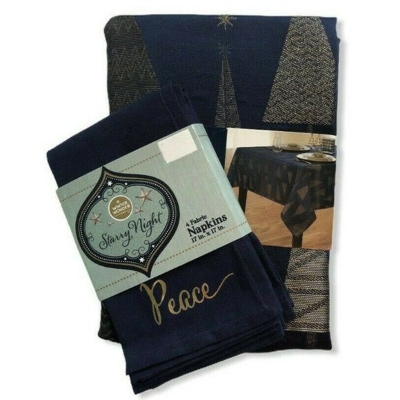 Winter Wonder Lane Other - Starry Night Christmas Tablecloth 4 Napkins 52"x70